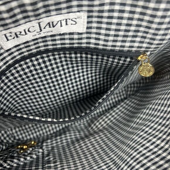 Eric Javits New York Small Navy Squishee Straw Handbag w/tan Leather Trim EUC - Picture 6 of 8